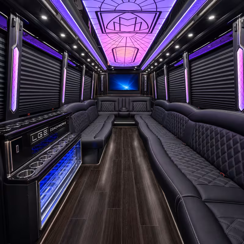 15 Passenger Party Bus Interior