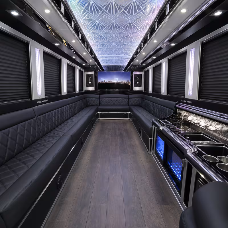 15 Passenger Party Bus Interior