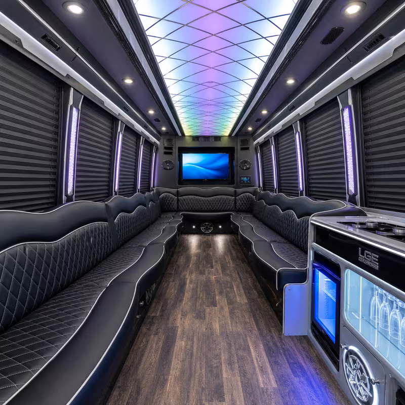 18 Passenger Party Bus Interior