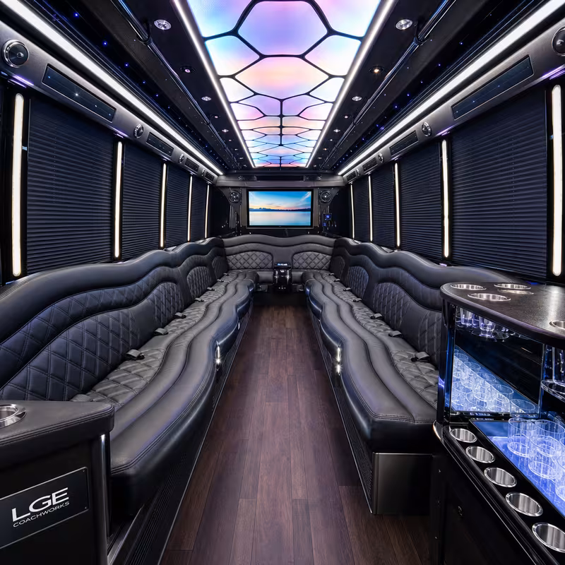 18 Passenger Party Bus Interior