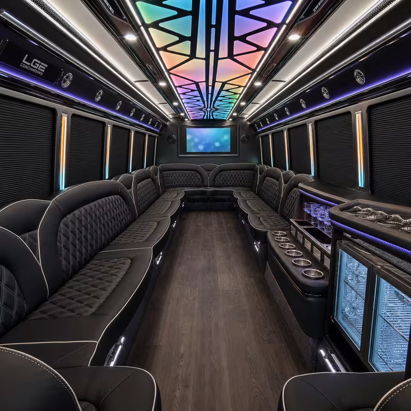 20 Passenger Party Bus Interior