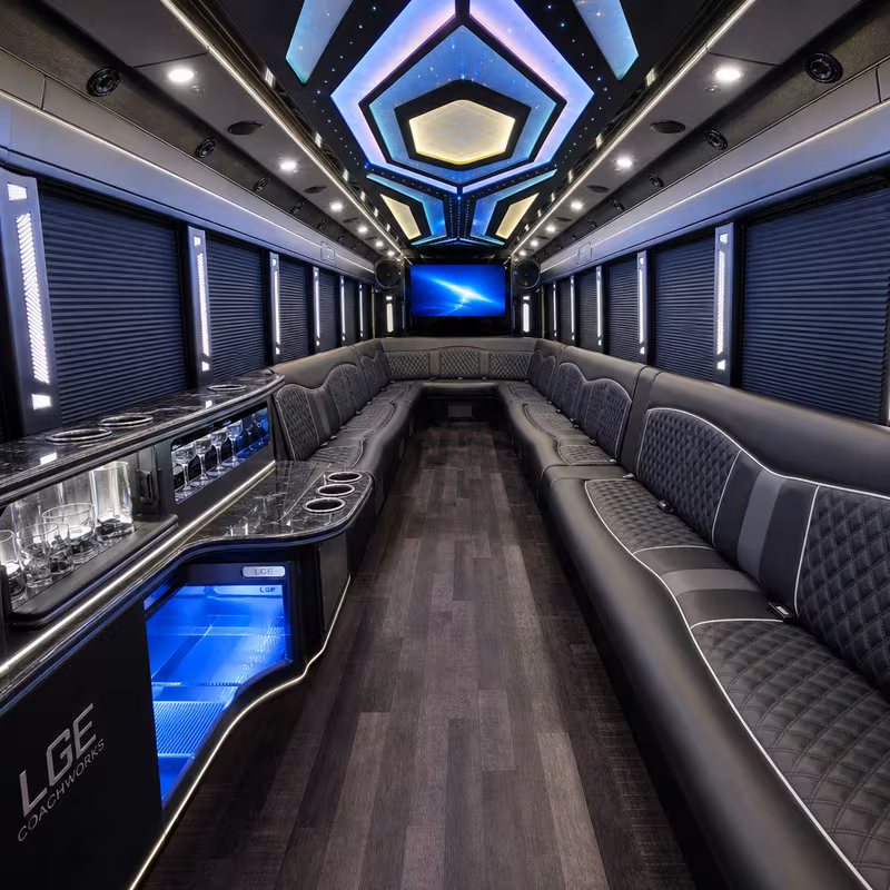 25 Passenger Party Bus Interior