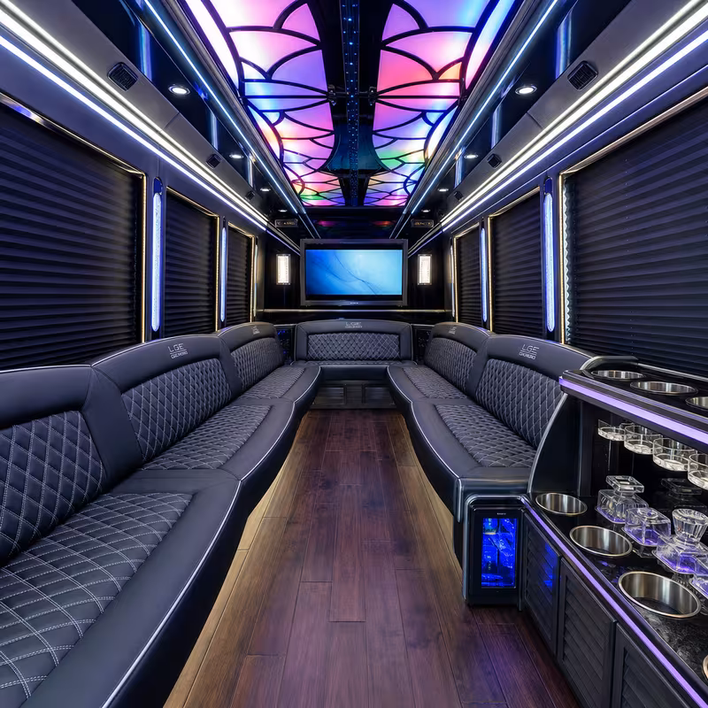 28 Passenger Party Bus Interior
