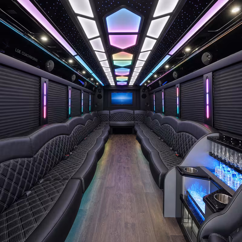 28 Passenger Party Bus Interior
