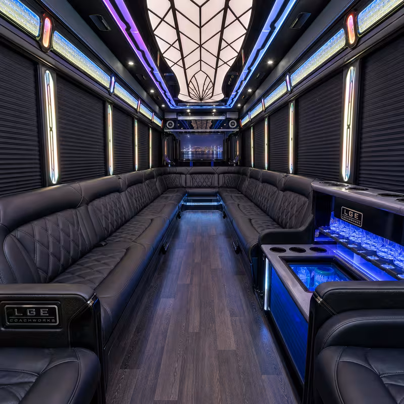 30 Passenger Party Bus Interior