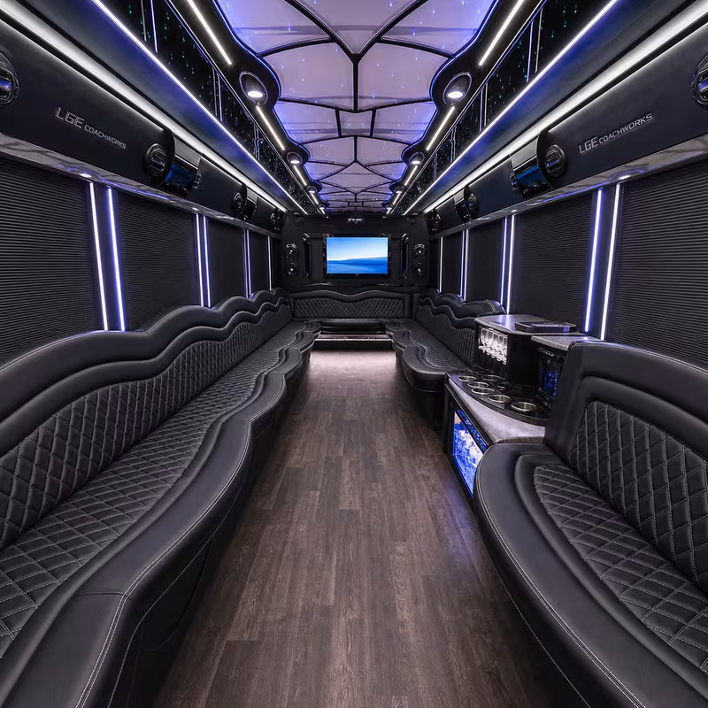 50 Passenger Party Bus Interior
