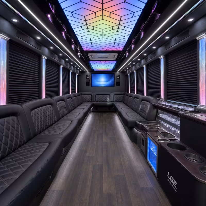 50 Passenger Party Bus Interior