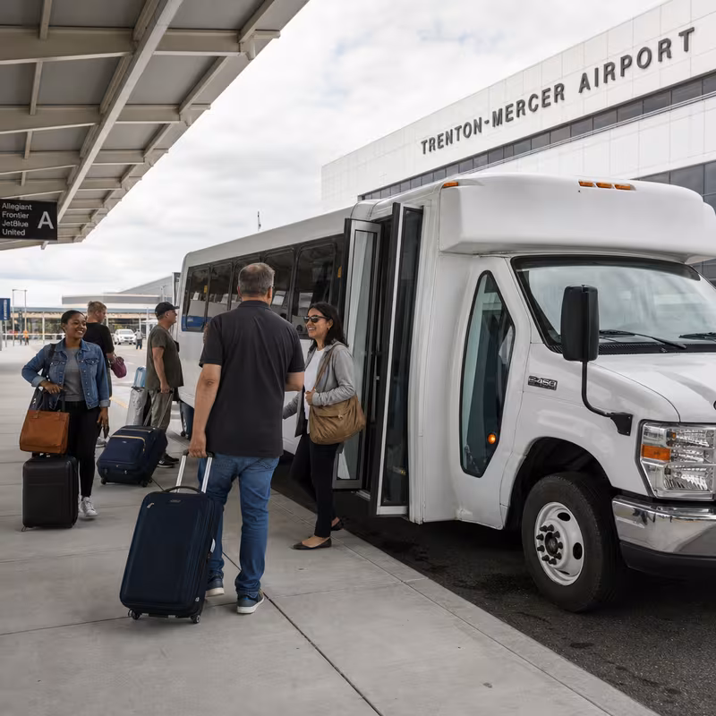 Black Mercedes Sprinter van staged for an Trenton Airport Transportation group