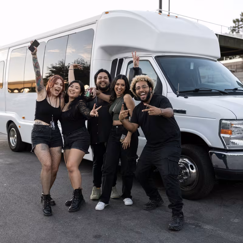 Black Mercedes Sprinter van staged for an Trenton Concert Transportation group