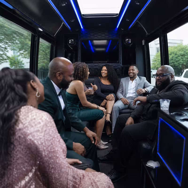 Black Mercedes Sprinter van staged for an Trenton Private Event Transportation group
