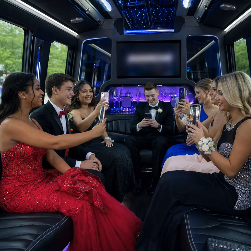 Black Mercedes Sprinter van staged for an Trenton Prom & Homecoming Transportation group