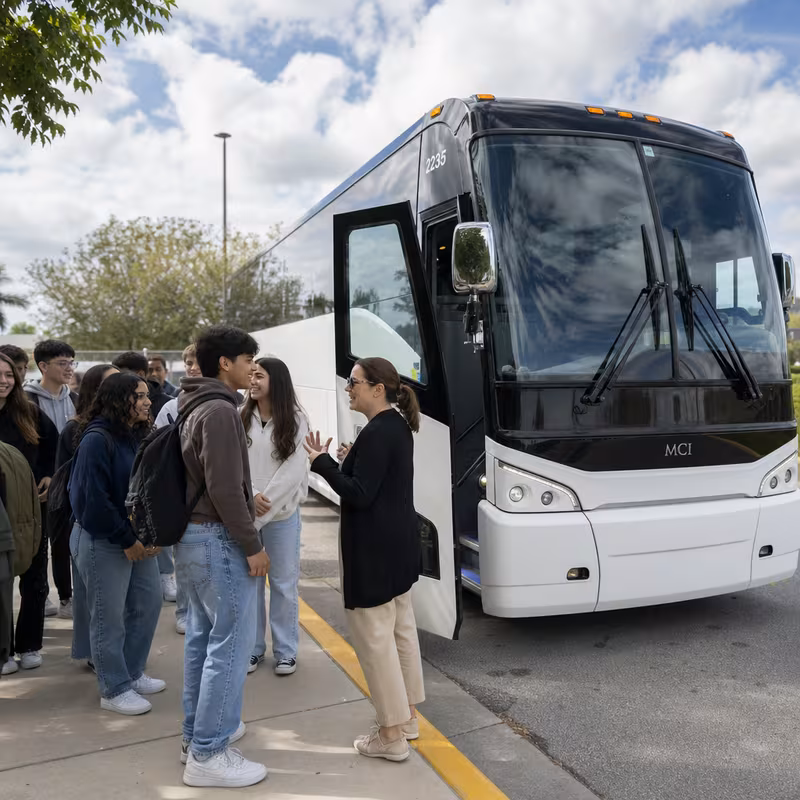 Black Mercedes Sprinter van staged for an Trenton School Transportation group
