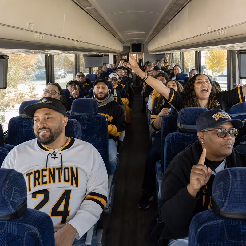 Black Mercedes Sprinter van staged for an Trenton Sporting Event Transportation group