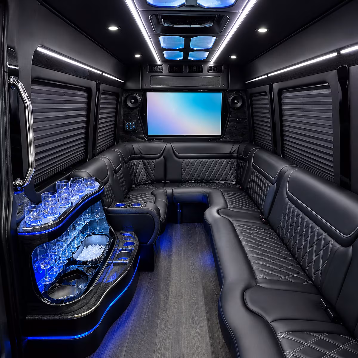 Trenton Sporting Event Transportation party bus interior