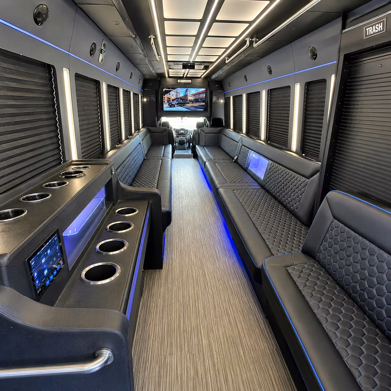 Trenton Sporting Event Transportation party bus interior
