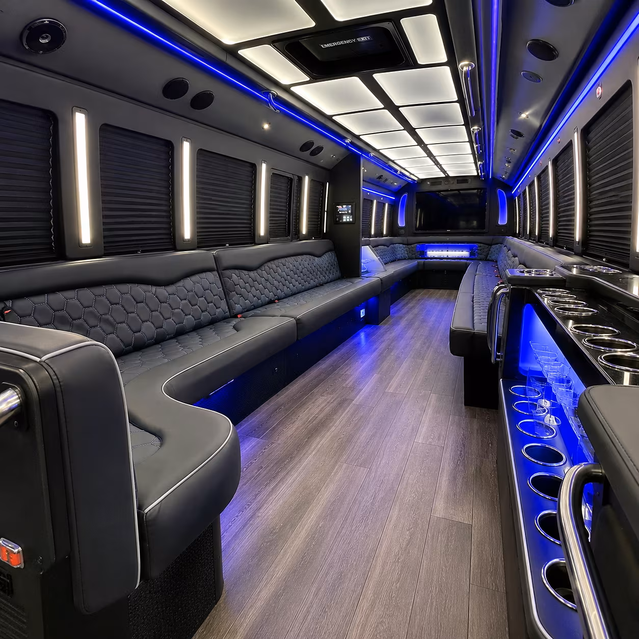 Trenton Sporting Event Transportation party bus interior