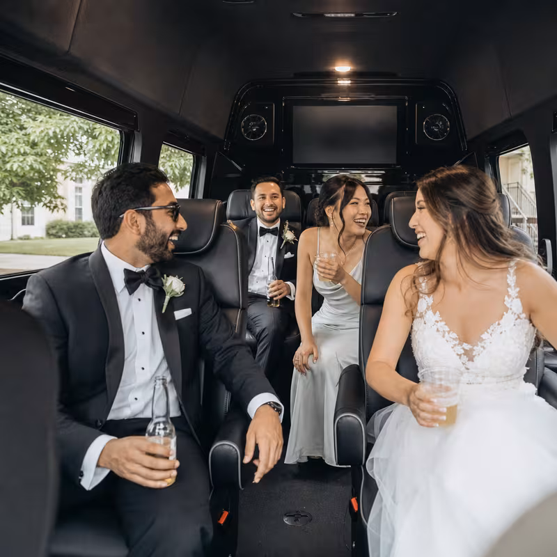 Black Mercedes Sprinter van staged for an Trenton Wedding Transportation group